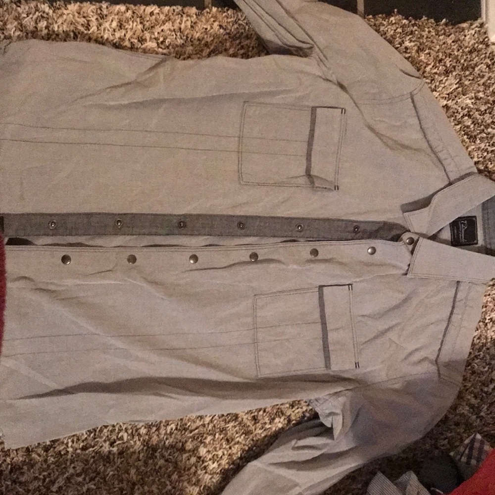 Grey snap button collared shirt